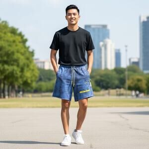 Nike Men's Dri-FIT Tie-Dye Shorts Blue Peace Love Basketball Size L